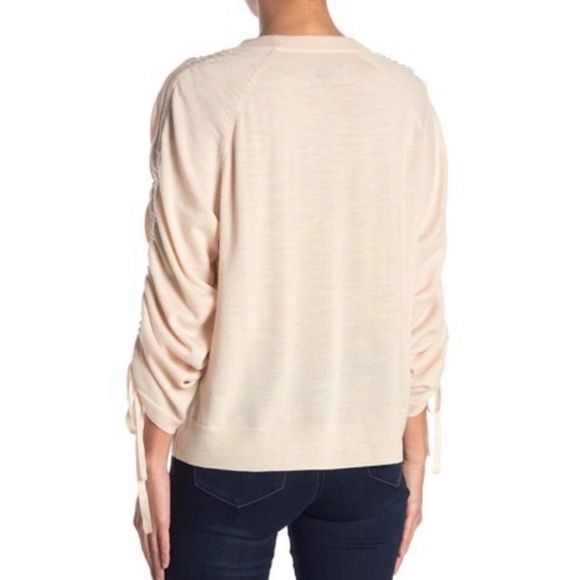 All Saints Merino Wool Ruched Sleeve Ero Sweater - Picture 2 of 10